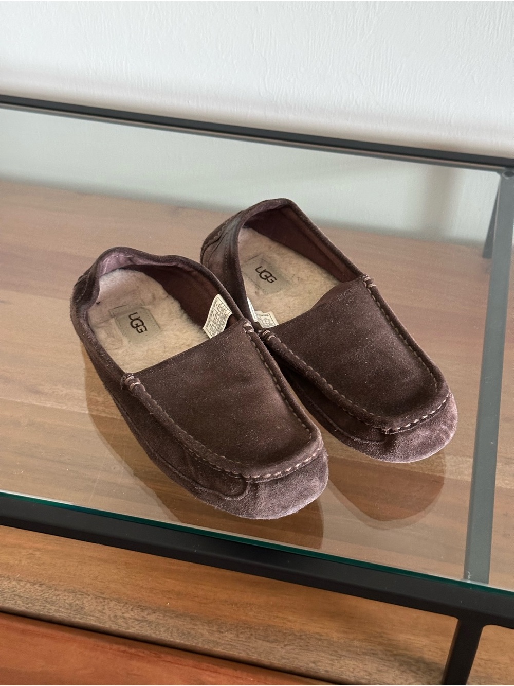 UGG Ascot Chocolate Brown Suede Sheepskin Slippers Moccasin Loafers Men’s Size 9